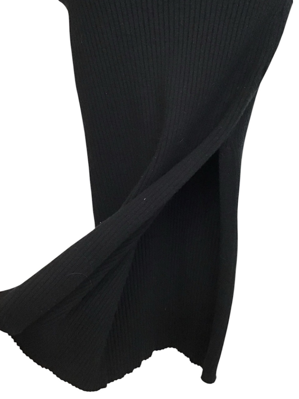 L’Academie Black Ribbed Side Slit Long Sleeve Maxi Dress NWT - Picture 3 of 10